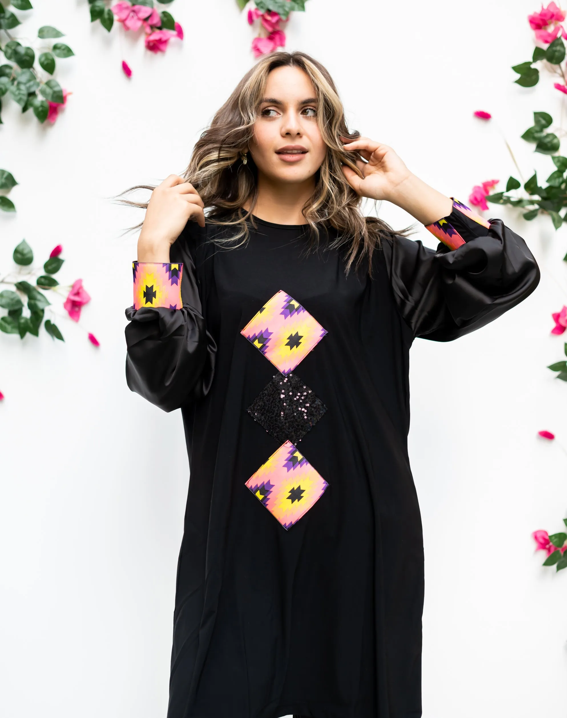 Silk Sleeve Blouse And Indian Square