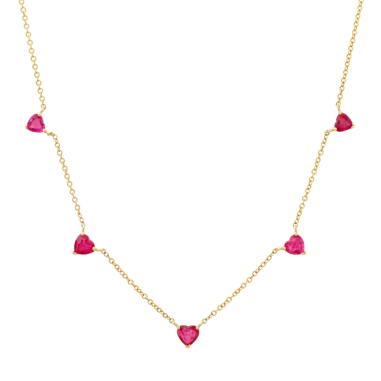 Sweet Cinq Ruby Hearts Necklace