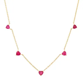Sweet Cinq Ruby Hearts Necklace