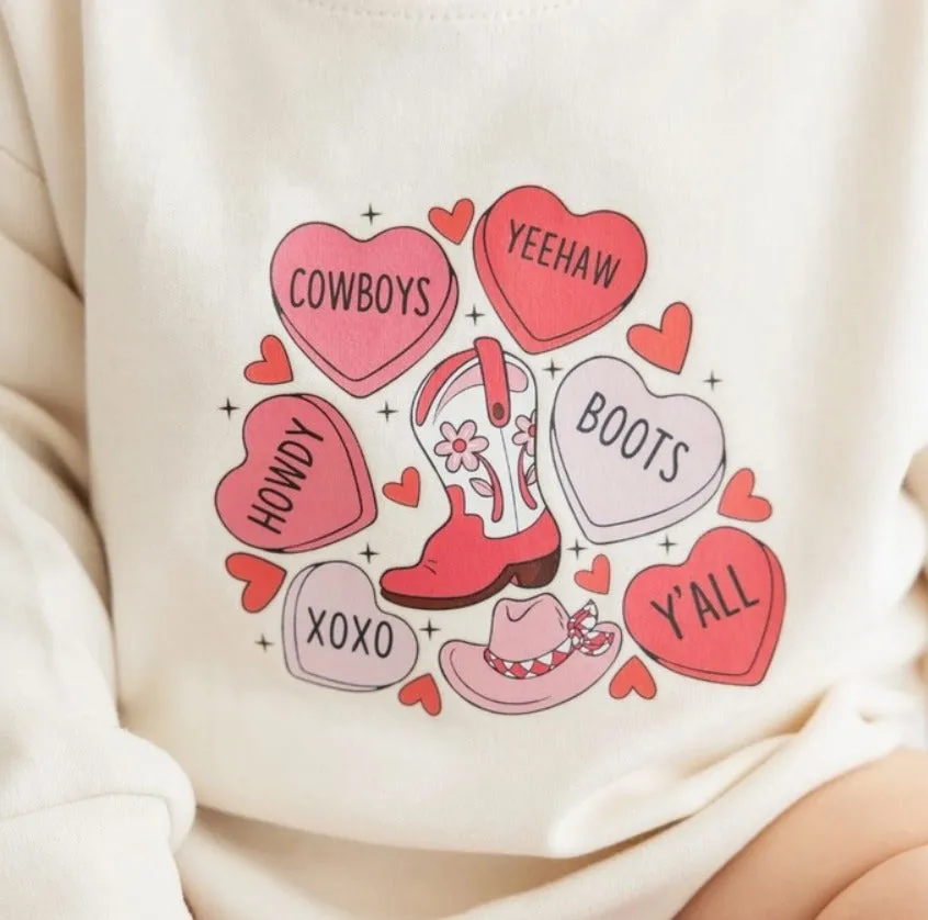 Sweet Wink - Howdy Valentine's Day Long Sleeve Romper - Natural