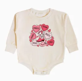 Sweet Wink - Howdy Valentine's Day Long Sleeve Romper - Natural