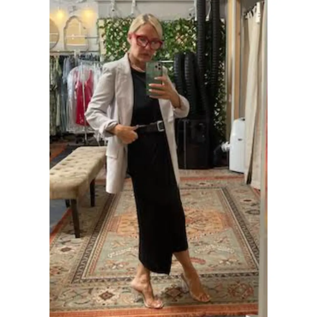 The Margaret Black Sleeveless Knit Midi Dress