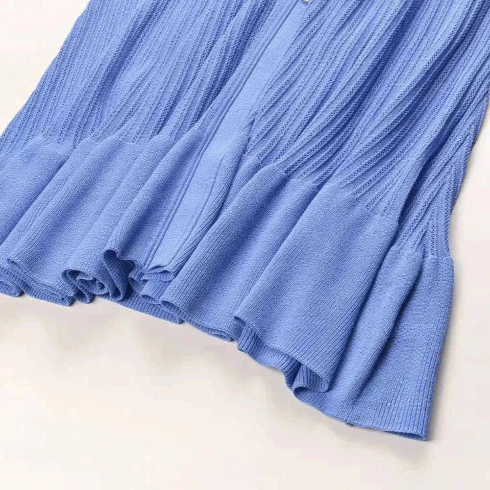 Trend4us Knitted Midi Dress with Flounce Details