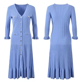 Trend4us Knitted Midi Dress with Flounce Details