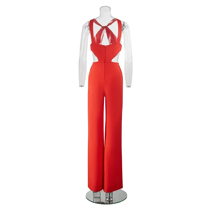 Trend4us Women's Chic Cutout Halter Neck Jumpsuit