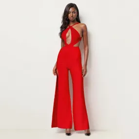 Trend4us Women's Chic Cutout Halter Neck Jumpsuit