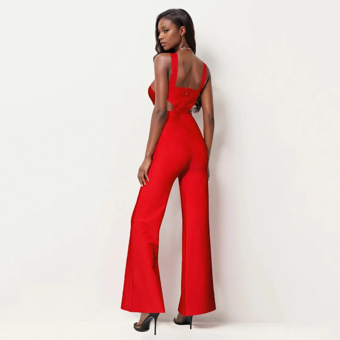 Trend4us Women's Chic Cutout Halter Neck Jumpsuit