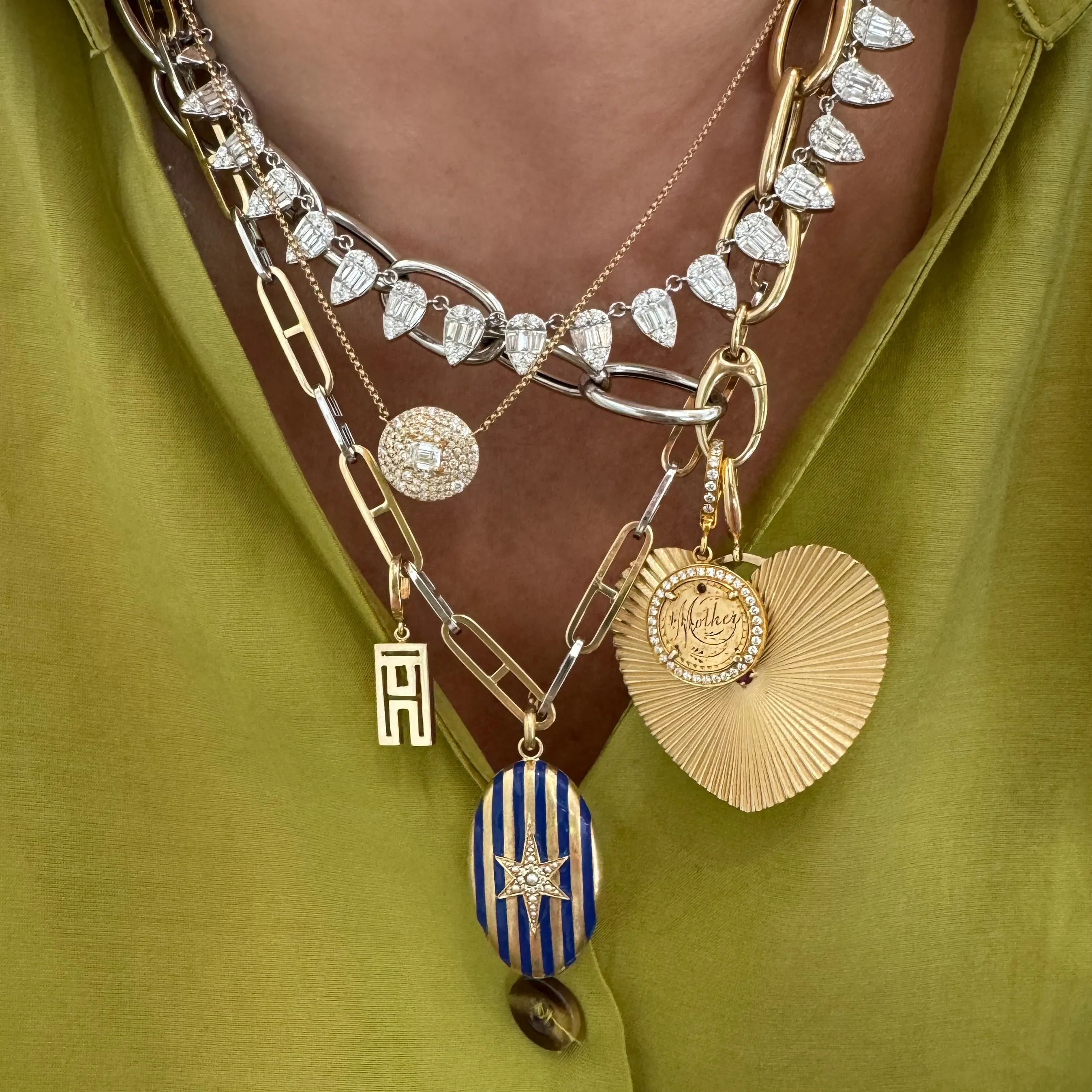 Two-Tone Flat Mariner Link Chain Necklace