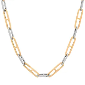 Two-Tone Flat Mariner Link Chain Necklace