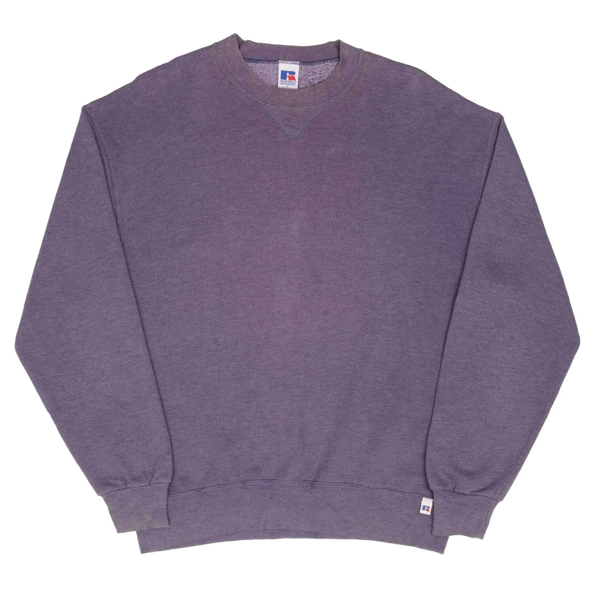 VINTAGE RUSSELL ATHLETIC BLANK PURPLE SWEATSHIRT 1990S LARGE MADE IN USA