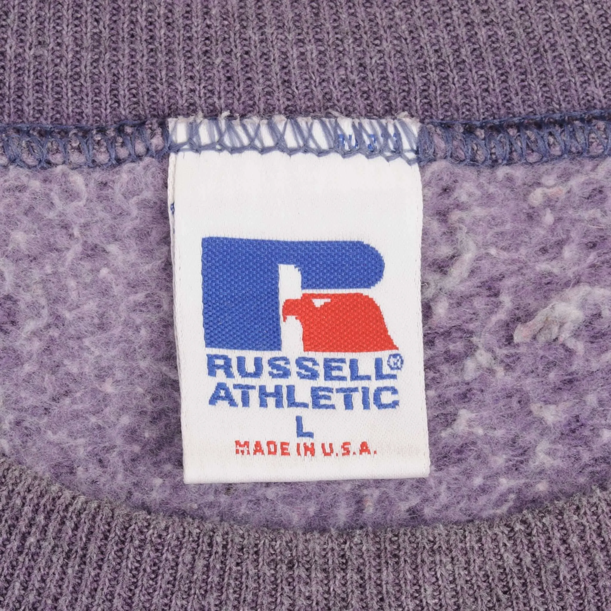 VINTAGE RUSSELL ATHLETIC BLANK PURPLE SWEATSHIRT 1990S LARGE MADE IN USA