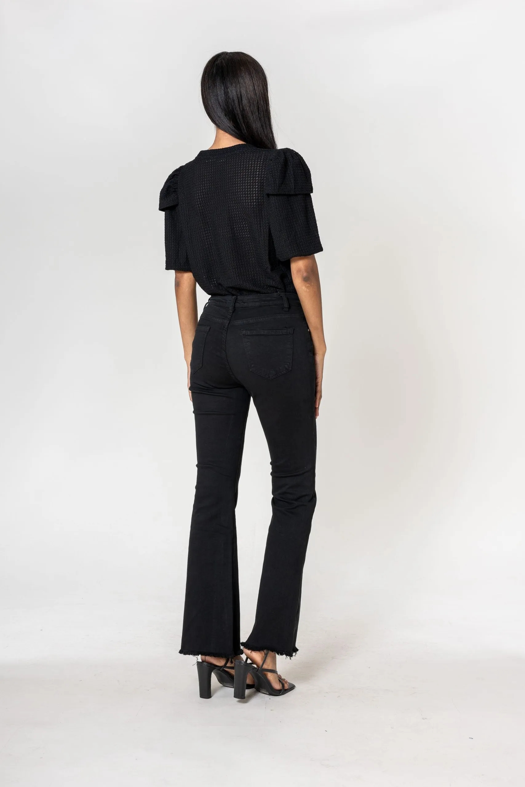 Wholesale Black frayed Bootcut Trousers