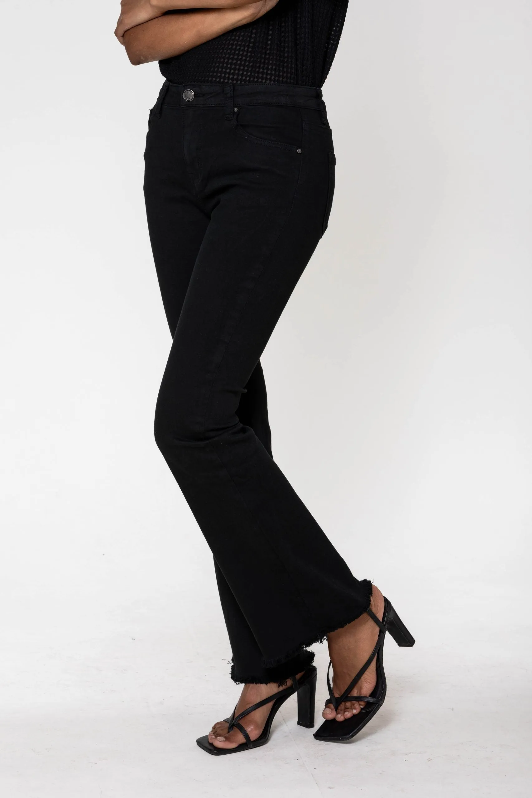 Wholesale Black frayed Bootcut Trousers