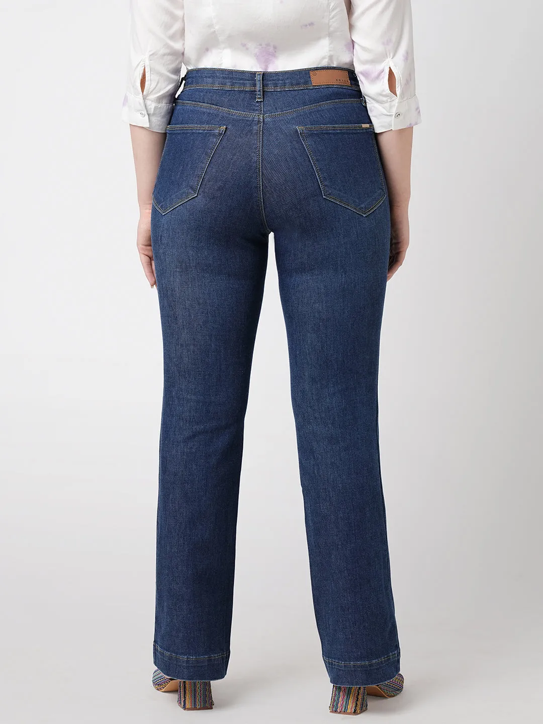 Women High-Rise Mini Flare Jeans