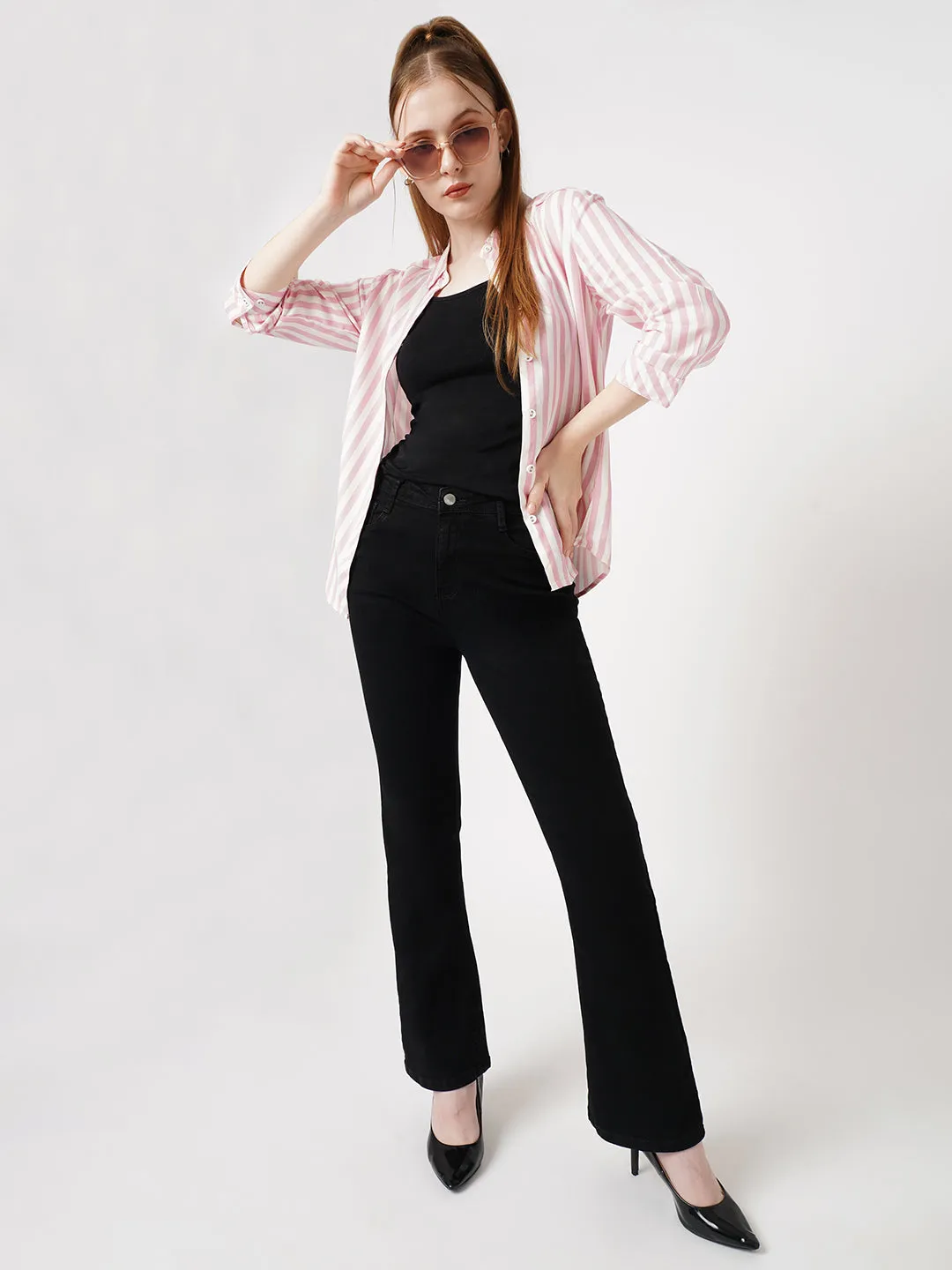 Women High Rise MINI FLARE Jeans