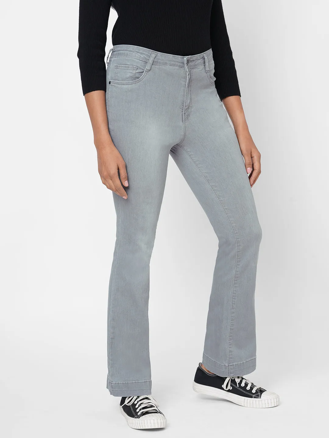 Women High-Rise Mini Flare Jeans