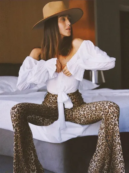 Women's Stylish Leopard Print High Waisted Flared Pants | Ideal for Everyday Wear