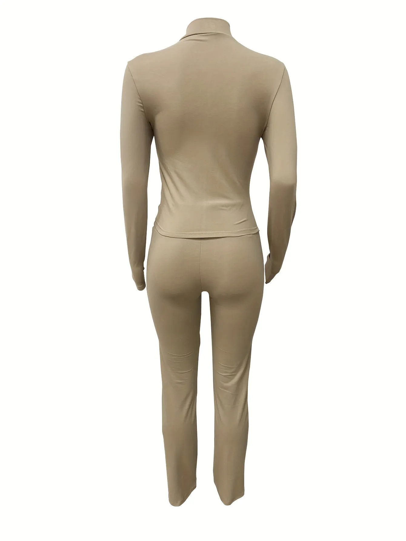 Zippered Jacket and Flared Pants Set